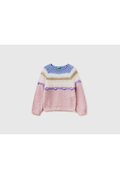 United Colors of Benetton بلوفر محبوك مخطط للبنات