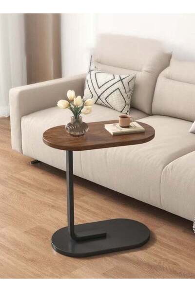 VOGMAX Small C-Shaped Side Table for Sofa and Bed 45x30x63 cm