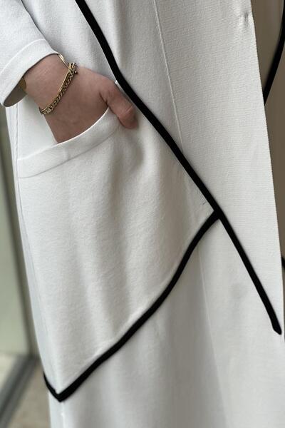 MISS DALIDA Missdalida Mercerized Cardigan with Crossed Piping and Agraft on the Front