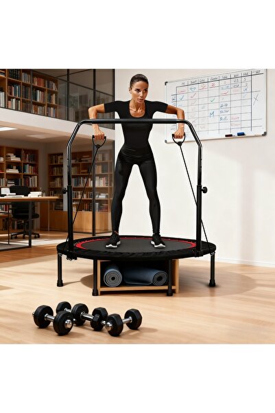 Roam shop ترامبولين، ترامبولين صغير قابل للطي مقاس 40 بوصة، مقبض إسفنجي قابل للتعديل بأربعة مستويات، أشرطة مقاومة للقفز