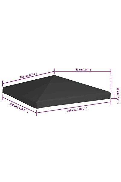 vidaxl Gazebo Top Cover 310 g/m² 3x3 m Grey
