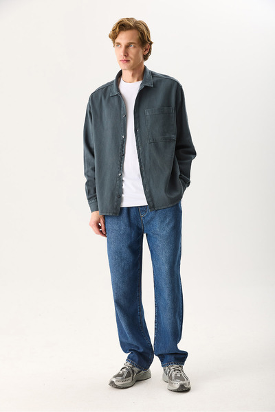 VENA Ανδρικό πουκάμισο Gabardine Regular Fit 100% βαμβάκι - Ανθρακί