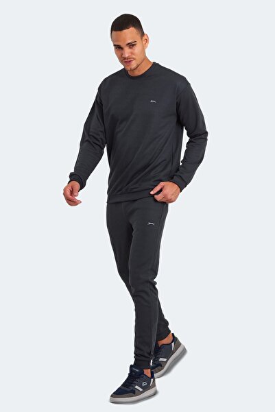 Slazenger Offender Ktn Men's Dark Gray Tracksuit Set with Pockets