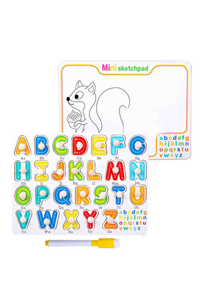 Krista Puzzle din lemn cu tablă de desen și marker, litere ale alfabetului