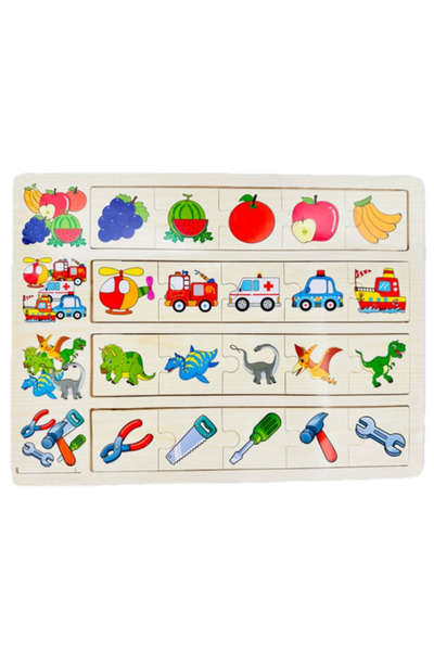 Krista Joc educativ din lemn cu 4 categorii de puzzle-uri potrivite