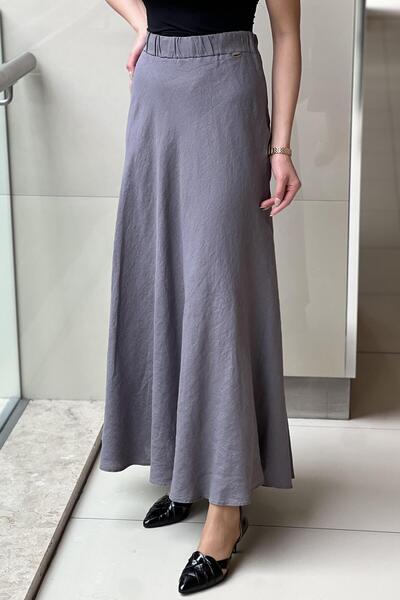 MISS DALIDA Missdalida Solid Color Linen Flared Skirt