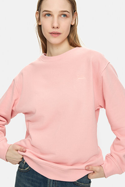 UCLA Sunniva Pink Crew Neck Embroidered Loose Fit Women's Sweatshirt