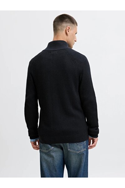 Jack & Jones Men's Cardigan with Zip and High Collar, Regular fit, Dark Navy