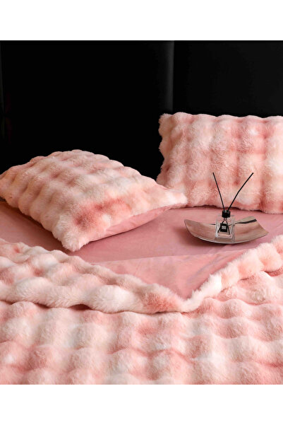 JOJO HOME Cocolino faux rabbit fur bed linen, 6 pieces, Pink Multicolor