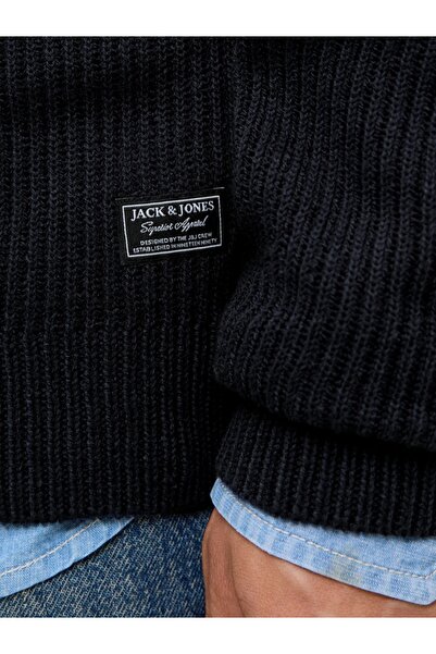 Jack & Jones Men's Cardigan with Zip and High Collar, Regular fit, Dark Navy