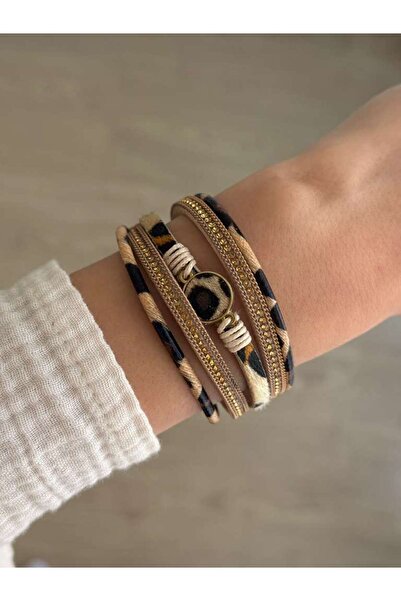 İREM YILDIZ Trend Leopar Model Gold Kelepçe