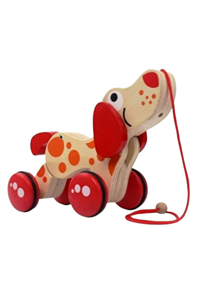 Krista Jucărie de remorcare din lemn, Happy Puppy