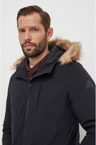 adidas Paveric Fur Parka Opsiyonel Kürklü Kapüşonlu Regular Fit Uzun Erkek Mo...