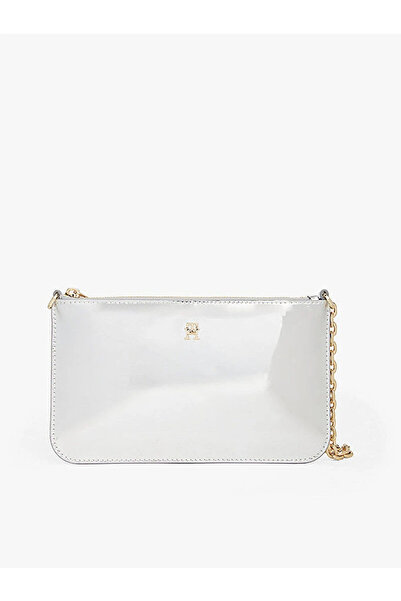 Tommy Hilfiger Th Icon Metallic Chain Shoulder Women's Gray Wallet Aw0Aw18219Pe6