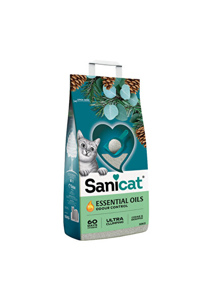 Sanicat Essential Oils Sedir Ağacı ve Okaliptus Kokulu Kedi Kumu 10kg