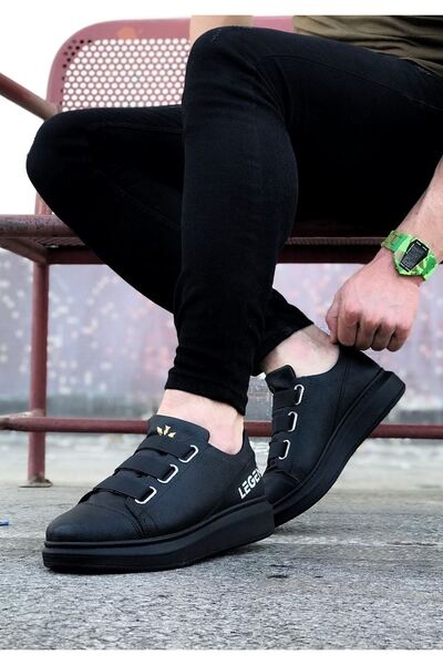 Zapatos حذاء رياضي رجالي كاجوال مرن من الجلد طراز WG029 من CST - أسود