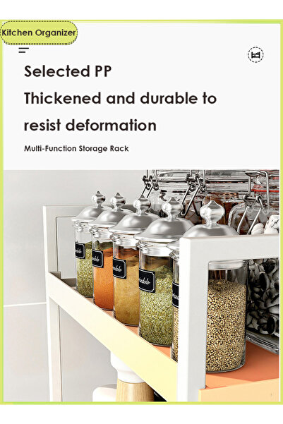 Generic 3pcs Seasoning Rack 2tier Multi Under Cabinet Basket Organizer Storage For Kitchen Bathroom Office