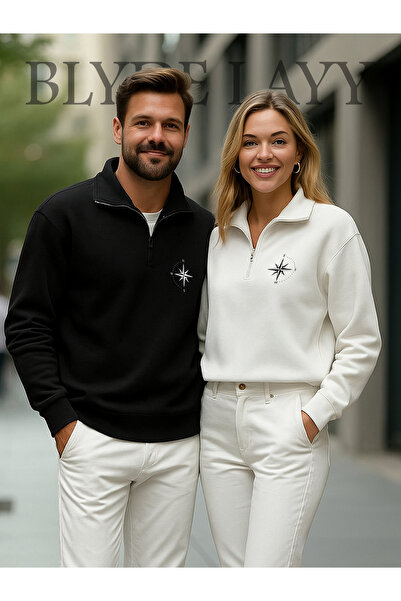 BLYDE LAYY Pusula Baskılı Sweatshırt'ler 2'li Sevgili Kombini