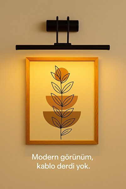 luxshome Lux Pilli Siyah Kablosuz Dekoratif Banyo Aynası Tablo Duvar Resim Aydınlatma Kuğu Aplik Sarı Işık