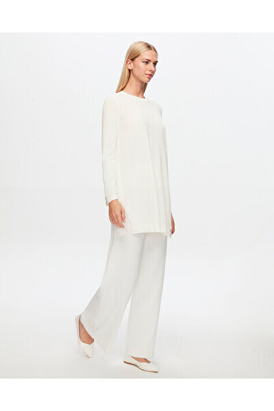 MISS DALIDA T24Y-6001 Basic Uzun Kollu Triko Tunik 1012-ECRU