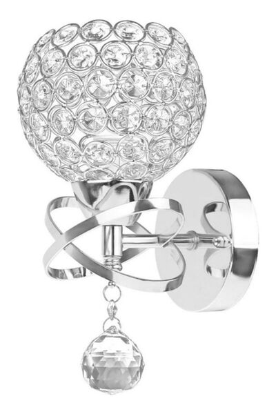 HALAMODO مصباح حائط كريستالي LED فضي 15x15x25 سم