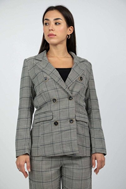 Nichii Plaid Button-Front Blazer