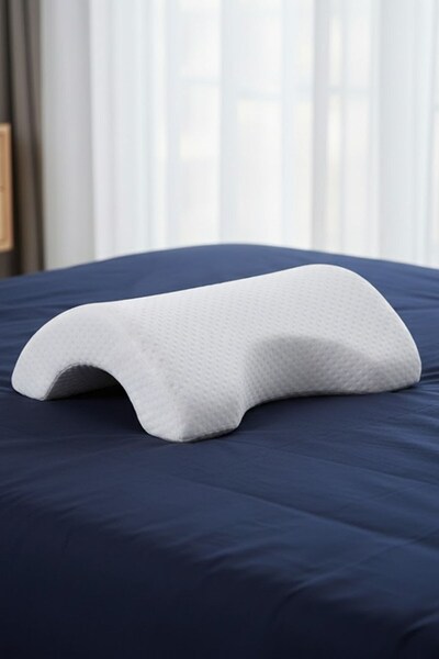 Buffer ®   Pernă 100% Visco curbată, ortopedică, lavabilă, cu husă din material textil, pentru durerile de talie, gât și picioare