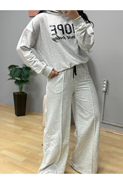 TBL DEKOR Women's Long Sleeve Nope Printed Ribbed Waist Double Suit