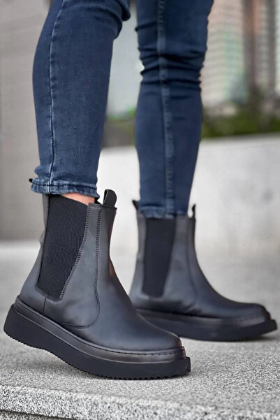 aradimtaradim Tb-0992 Tailor Bey Black Skin Black High Sole Elastic Men's Boots