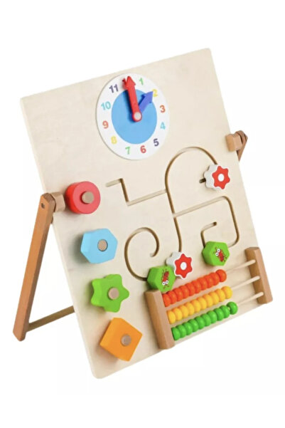 Krista Tablă de joc Montessori cu 4 activități, cu abacul, din lemn