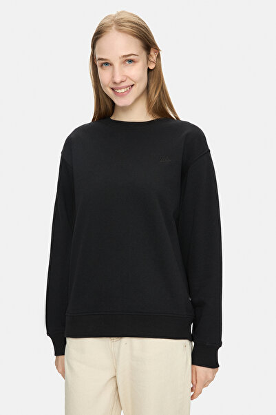 UCLA Sunniva Black Crew Neck Embroidered Loose Fit Women's Sweatshirt