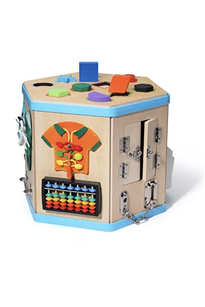 Krista Centru hexagonal cu activități multiple, tip Busy Board, din lemn