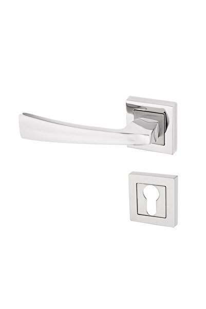 Nobel Konak Kapı Kolu Nikel İnox Kare Rozetli Yale Sol