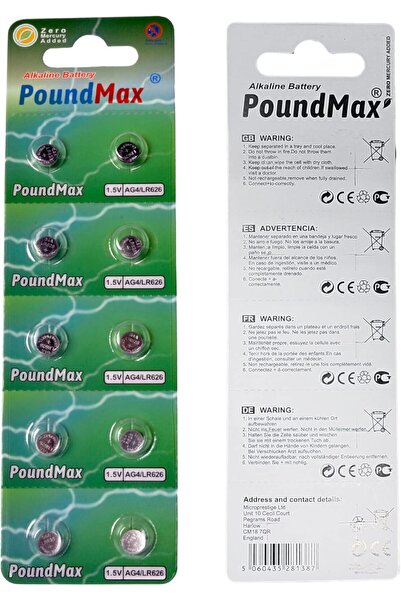 PoundMax 10 Adet AG4 376 377 SR626 SR626SW LR66 1.5v Düğme pil