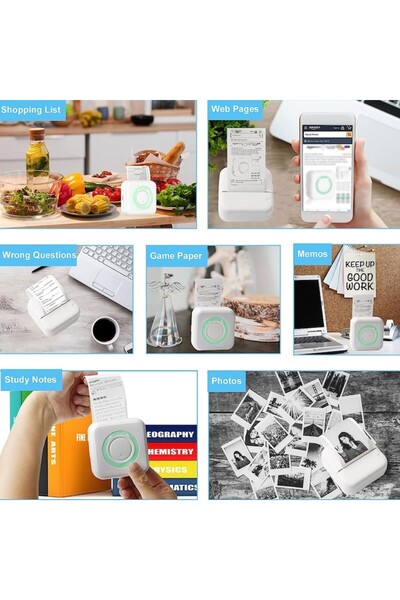 SIHOiSi Mini imprimanta termica, SIHOiSi, Wireless, Bluetooth, Compatibila Android/iOS, Alb