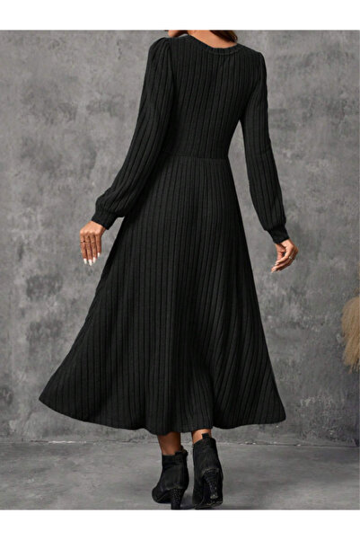 Miss Dünya Lissa Noelia Premium Thick Textured Long Sleeve Winter Knitwear Dress