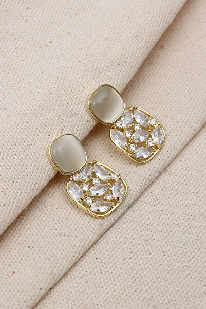 LA PERRY ACCESSORIES Stone Gold Color Square Evening Dress Earrings