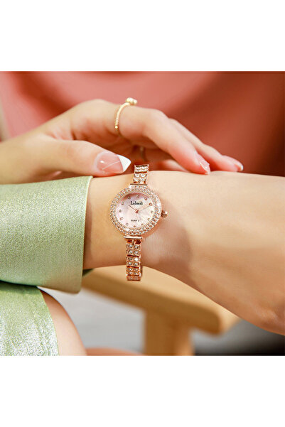 Youtrico ساعة لاباولي النسائية، ذهب وردي، سوار دائري أنيق