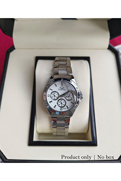 Youtrico CHENXI Ladies wristwatch,Chronograph Watch - Silver, White Dial,Life Waterproof