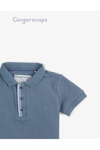 Gingersnaps Boys' Solid Color Polo T-Shirt with Front Buttons