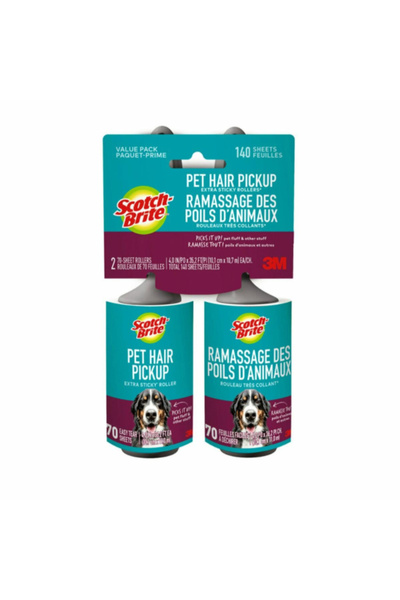 Scotch Brite 2-Piece Pet Hair Pickup Extra Sticky Lint Roller 4inch x 36.2ft