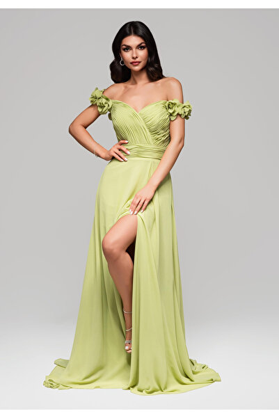 OMBRE Večerní šaty LA-OM-DLR141 - limetka