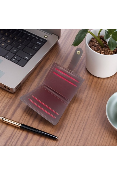 chch Burgundy Classic Retro Square Compact Wallet Stylish Button Closure Foldable Wallet