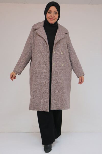 Eslina 53037 Ανδρικό παλτό με γιακά σε μεγάλο μέγεθος - Καφέ