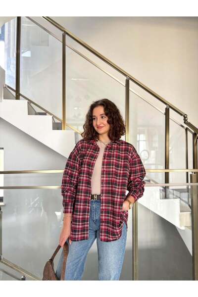 Sude Kızanlıklı Πουκάμισο ξυλοκόπο με καρό σχέδιο από 100% βαμβάκι