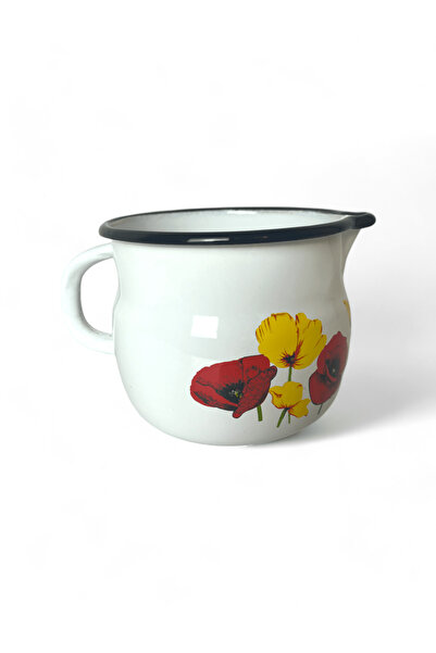 Emailul Medias Domed enamel mug with spout, traditional flower decoration