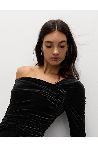 Marks & Spencer Asimetrik Yaka Kadife Bluz