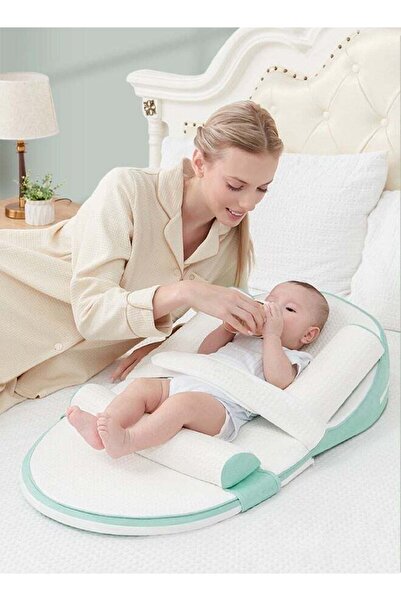 fulina Baby Nursing Pillow, Multifunctional Baby Bed with Memory cotton Supportive Cushion, Infant Slope Ma