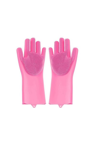 zola Pot cleaning gloves with silicone bristles, dark pink