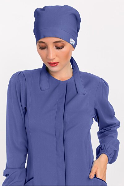 Nur Medikal Giyim Düz Fırtına Mavisi Tesettür Doktor Hemşire Hastane Aşçı Cer...